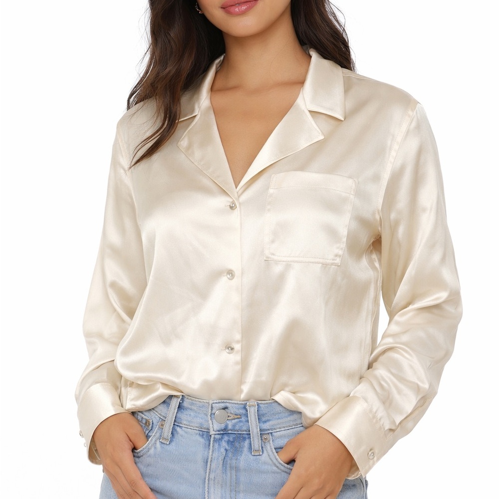 Treasure & Bond Cream Satin Top